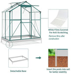Polycarbonate Greenhouse With Base – Aluminum Frame Walk-in Greenhouse With Sliding Door & Ventilation Window For Plants & Flowers, Green, 6 x 6ft
