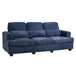 3-seater Chenille Upholstered Sofa With Pillows | Blue