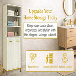HYGRAD BUILT TO SURVIVE Bathroom Tall Storage Cabinet With 2 Laundry Hampers – Freestanding Organiser Cupboard