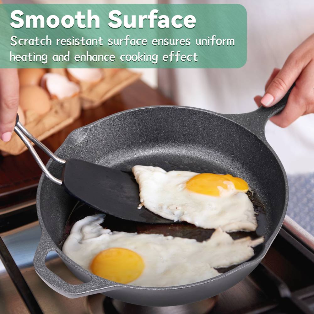 26cm/30cm Dia Cast Iron Skillet Frying Pan With Short Handle | Large | Black