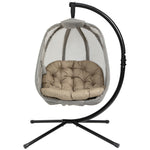 Folding Textelin Swing Hammock Egg With Side Pocket, Cushion | Khaki