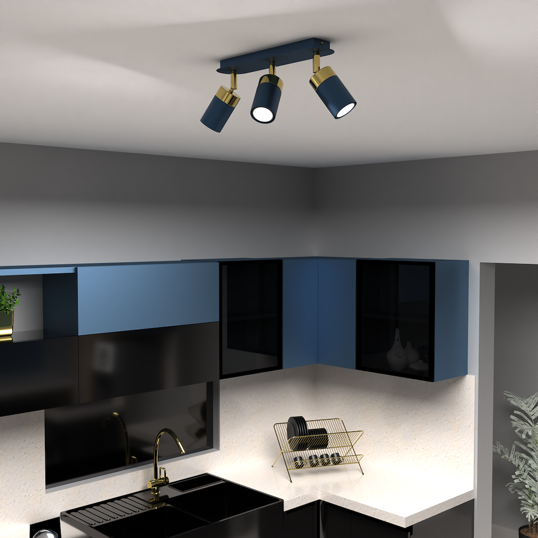 Ceiling Lamp Joker Navy Blue/gold 3xgu10
