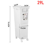 29l Double-layer Rubbish Bin With Sealed Lid, Foot Pedal, And 360° Swivel Wheels, White