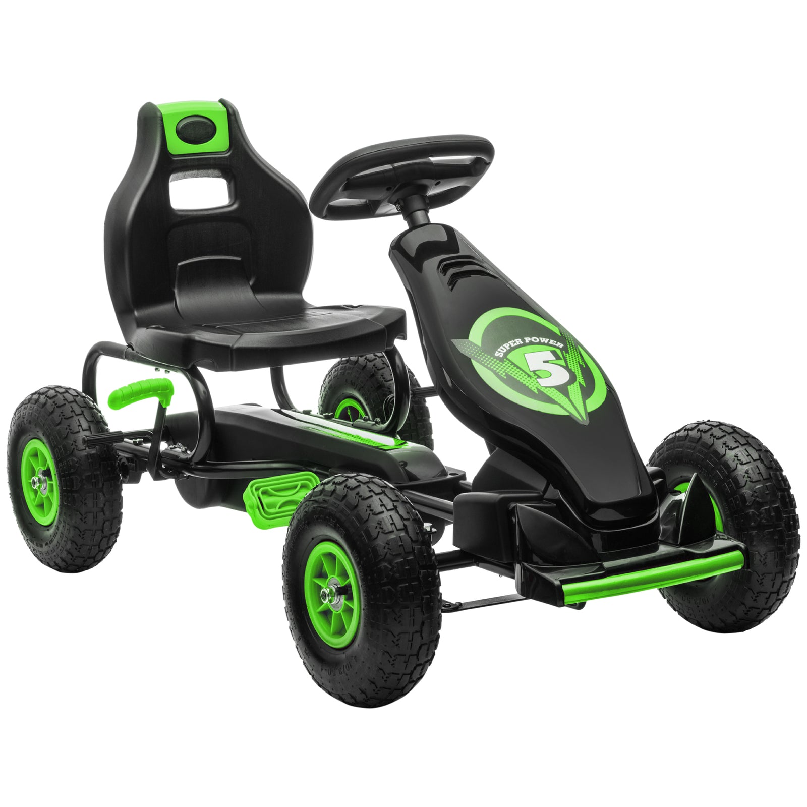 Pedal Kart W/adjustable Seat, Rubber Wheels | Green