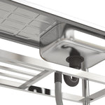 98cm W X 45cm D X 80cm H Stainless Steel One Compartment Sink With Drainboard And Shelf