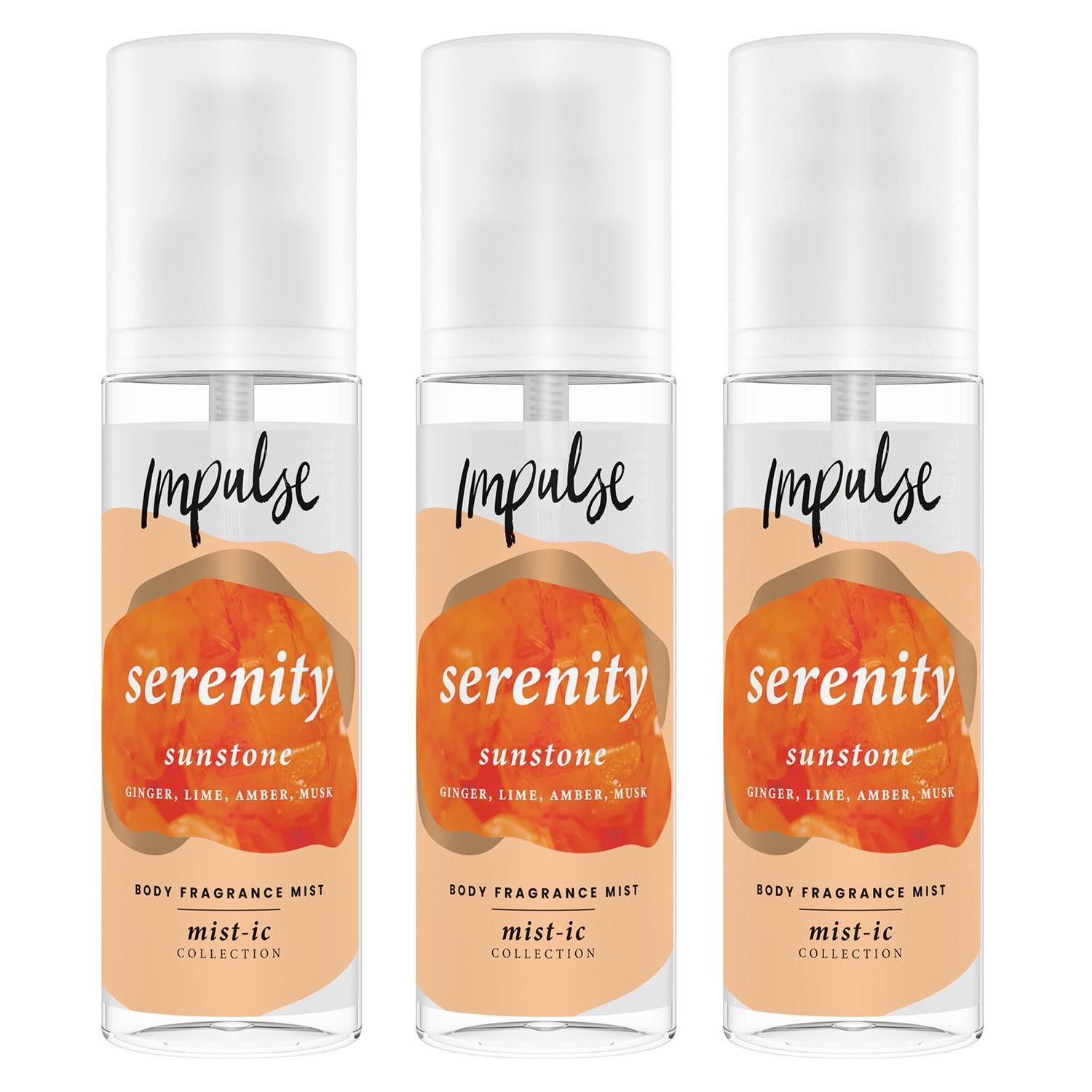 Body Fragrance Mist Serenity With Ginger & Earthy Musk Scent 150ml, 3 Pack