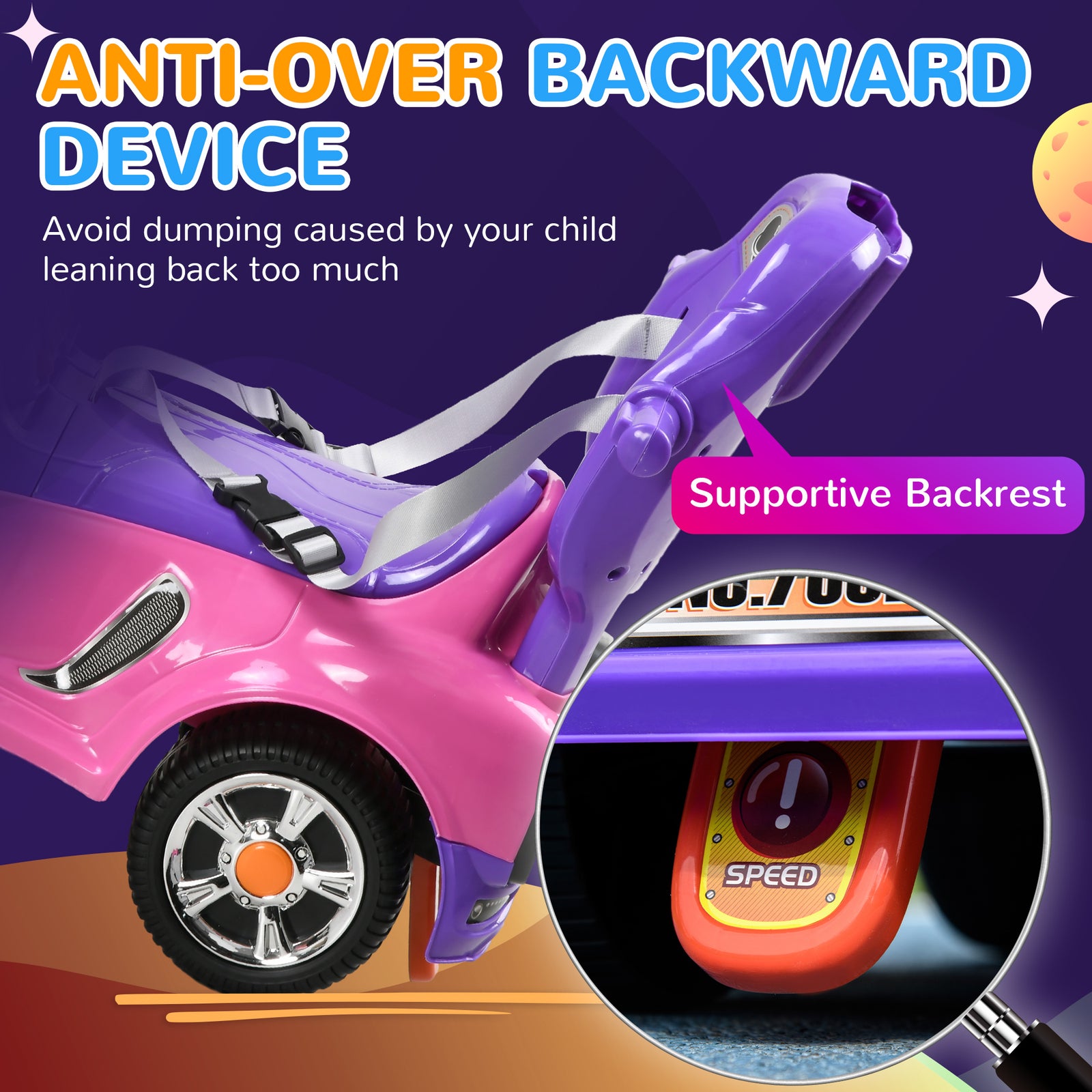 3 In 1 Ride On Push Car, Cartoon Robot Foot To Floor Slider | Pink