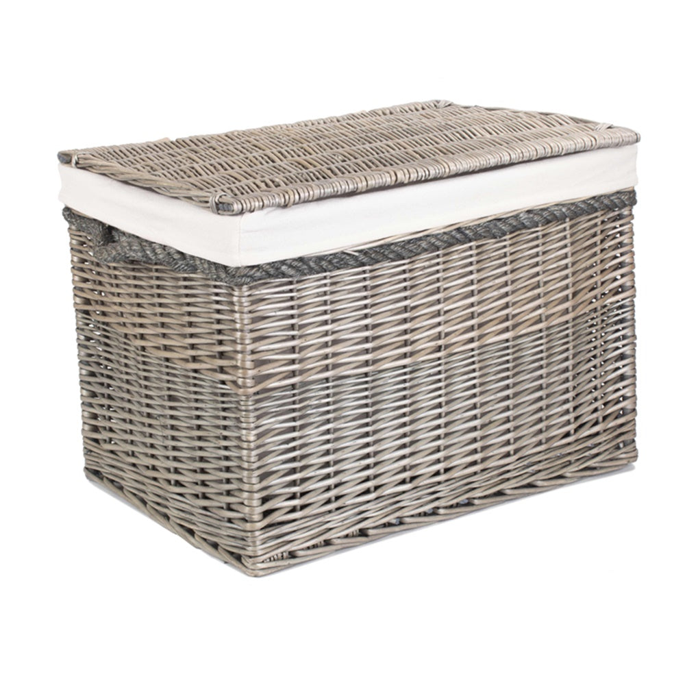 Wicker 58cm Lined Antique Wash Storage Basket
