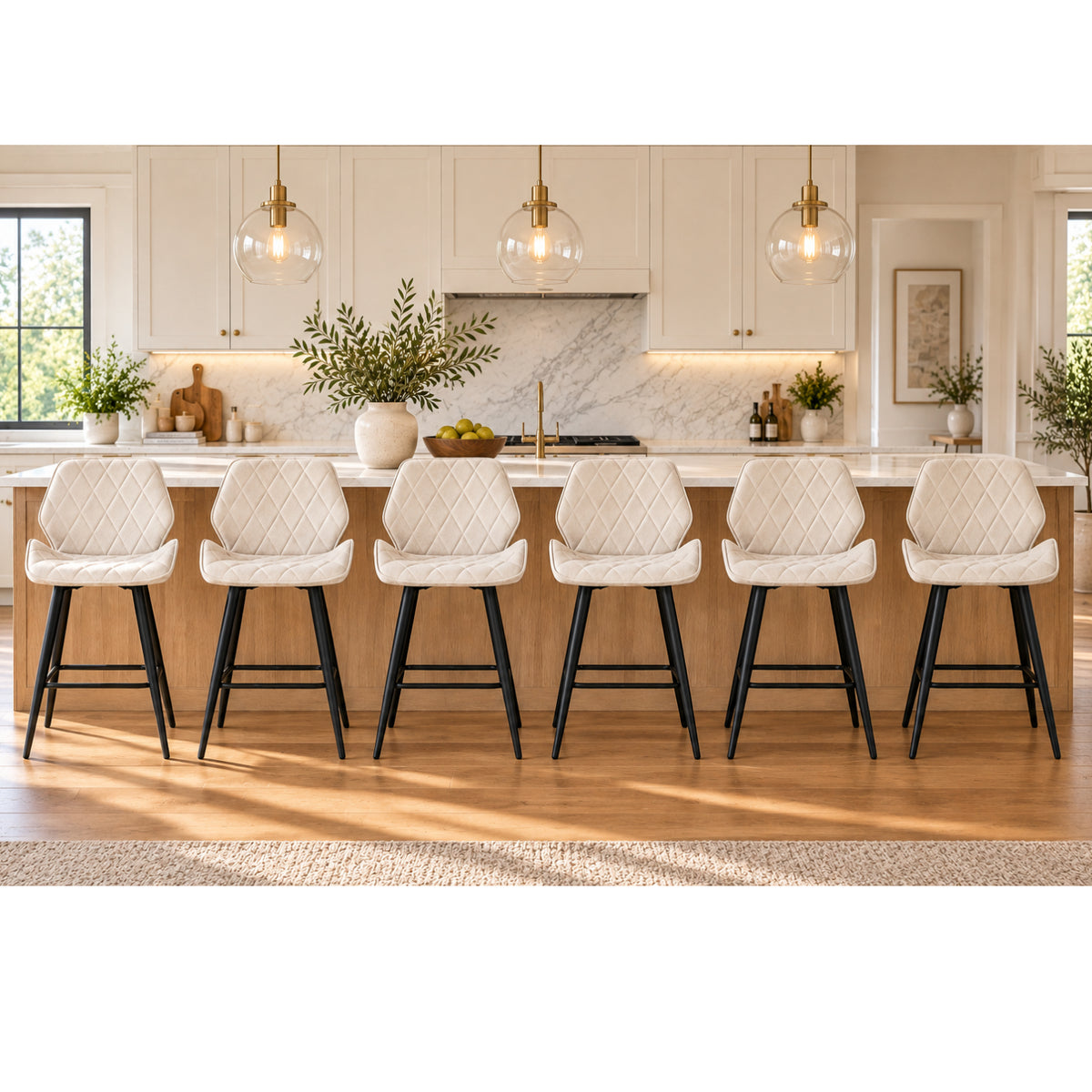 Cayden Comfort Bar Stools - Cream | Set of 6 | Cream