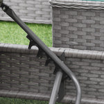 3pc Rattan Sun Lounger Set W/ Side Table - Grey