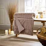 Hockley Large Soft Throw – Quilted 150x200cm Warm Modern Blanket | 150cm x 200cm | Fawn