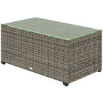 Outdoor Coffee Table, Glass Top Rattan Side Table | Dark Gray