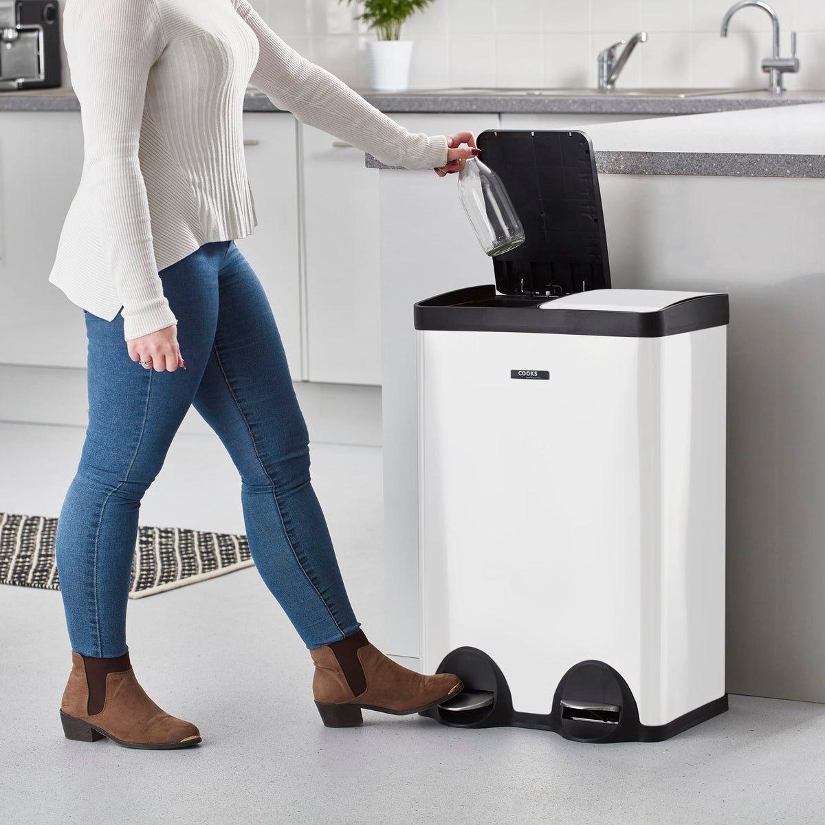 60l Dual Pedal Recycling Pedal Bin | 60l | Black