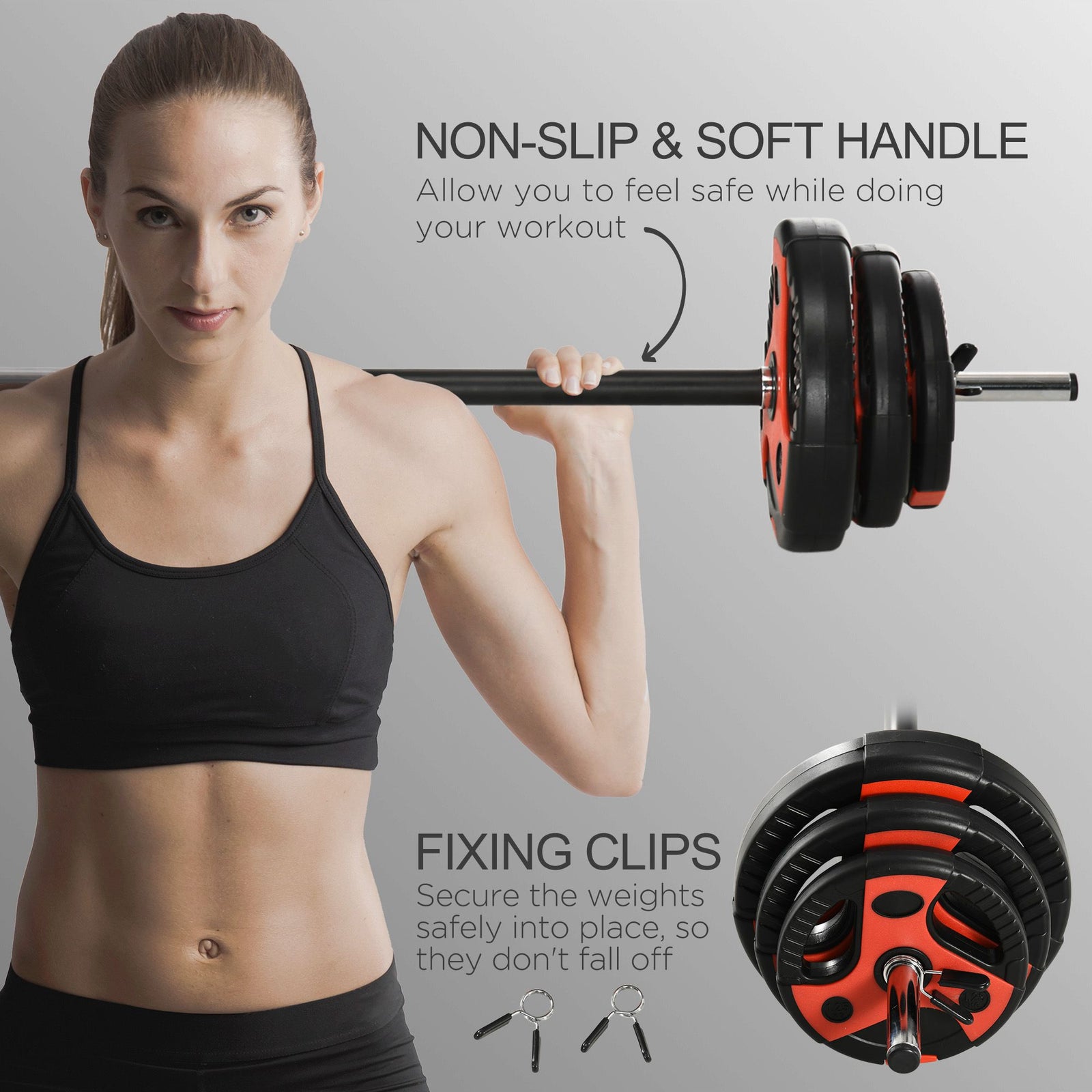 20kg Adjustable Barbell Set For Home Gym | Black