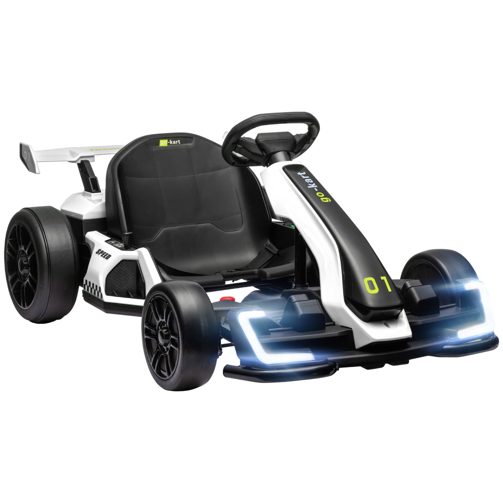 24v Electric Go Kart For Kids With Adjustable Seat | White