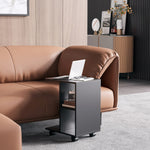 End Table Unique Storage Unit W/ 2 Shelves 4 Wheels Home | Black
