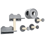 PawHut 5 Pc Wall-mounted Cat Tree Furniture Perch House Scratching Post Grey