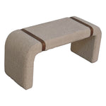 Solid Wood Boucle Leather Strap Bench