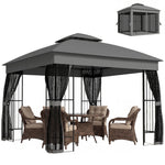 3 X 3 M Garden Gazebo With Shelves, Upf50+ Permanent Gazebo | Grey