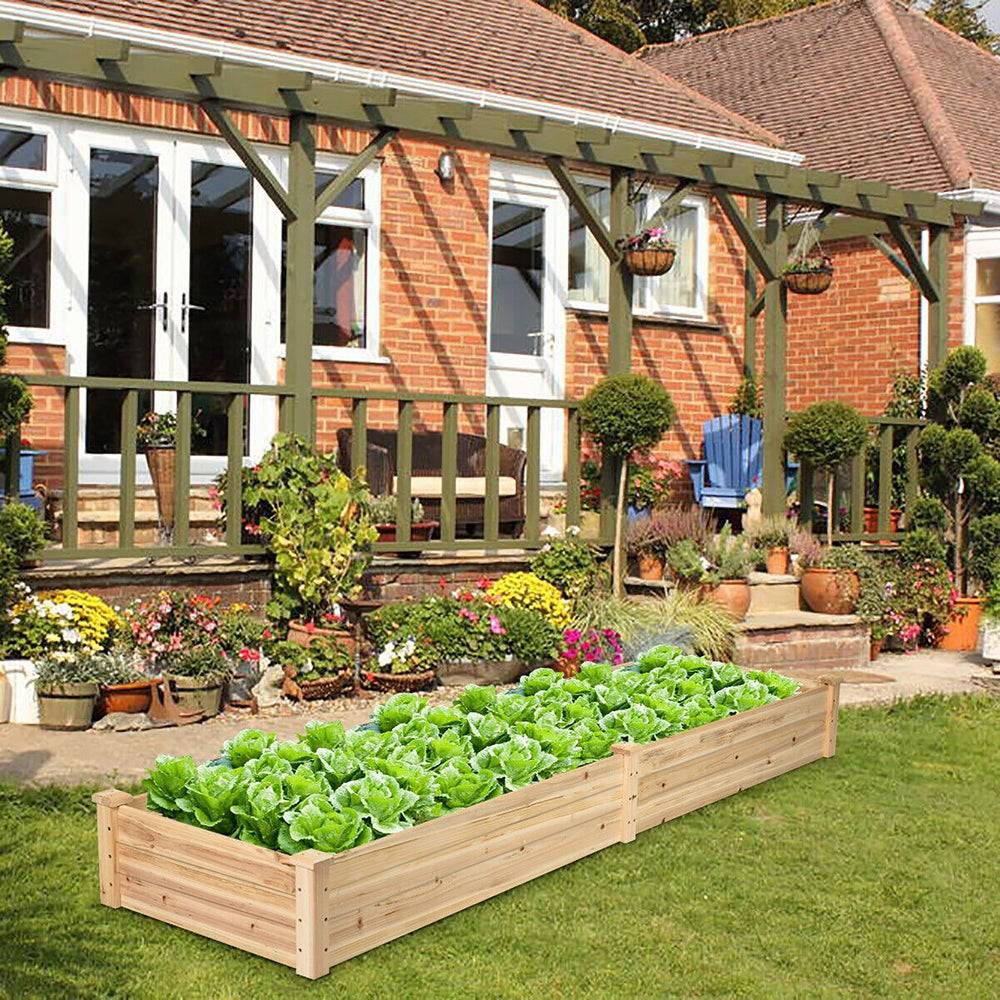 Wooden Horticulture Raised Garden Bed Divisible Elevated Planting Planter Box