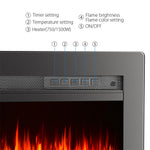 40-inch Electric Fireplace, Wall Mounted/recessed/freestanding Heater With 12-colour Flame & Remote Control