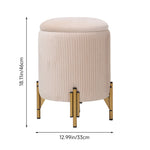 Modern Pleated Storage Ottoman With Metal Base | Beige