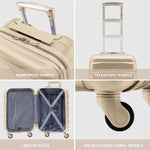 Set Of 3 Hard Shell Suitcase Cabin & Check In Cases With Tsa Lock - Overhead Cabin With Medium & Large Check-in Bag | Set of 3 | Champagne