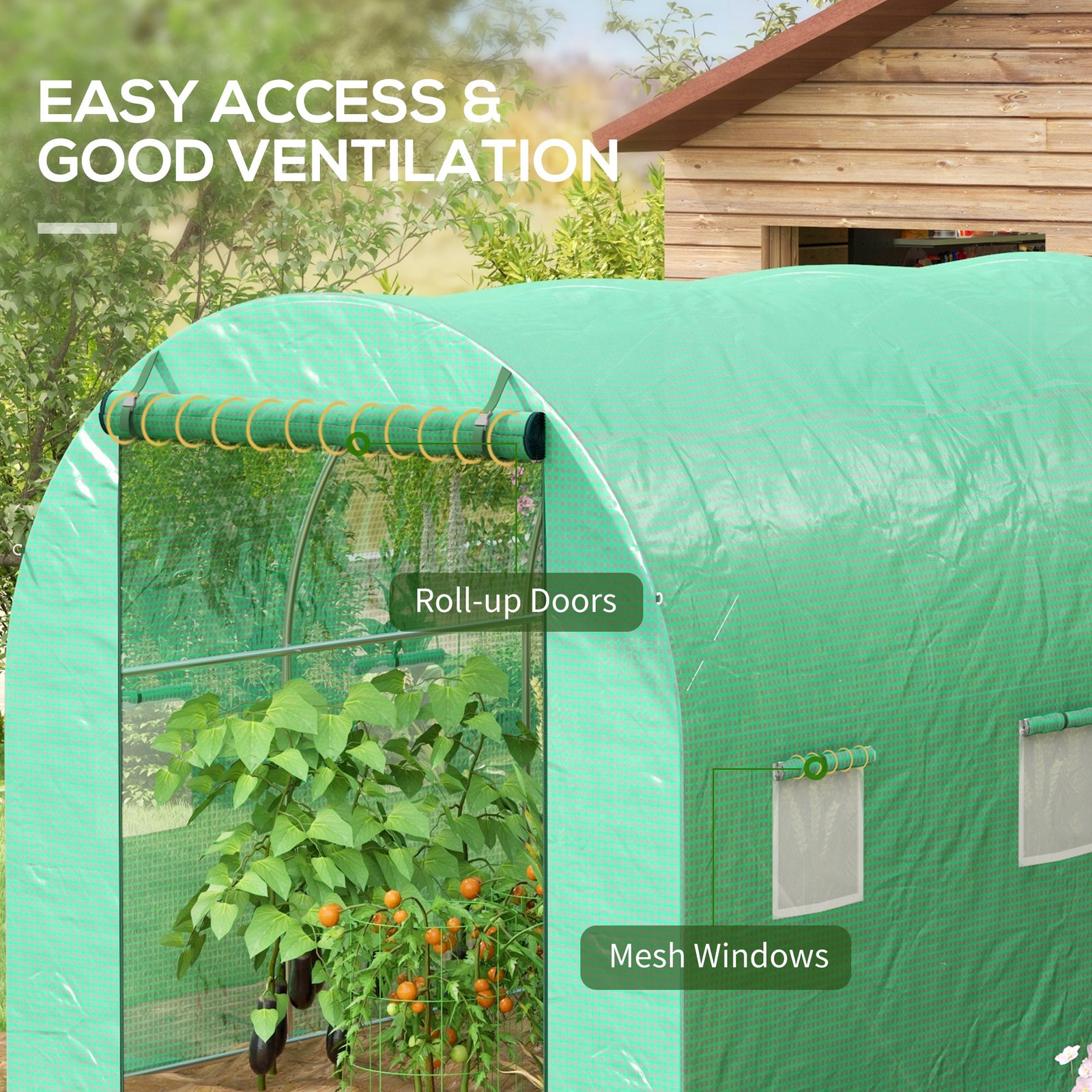 3x2m Polytunnel Greenhouse W/ Sprinkler System | Small | Green