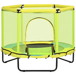 4.6ft Kids Trampoline With Enclosure Safety Net For 1-6 Years Yellow