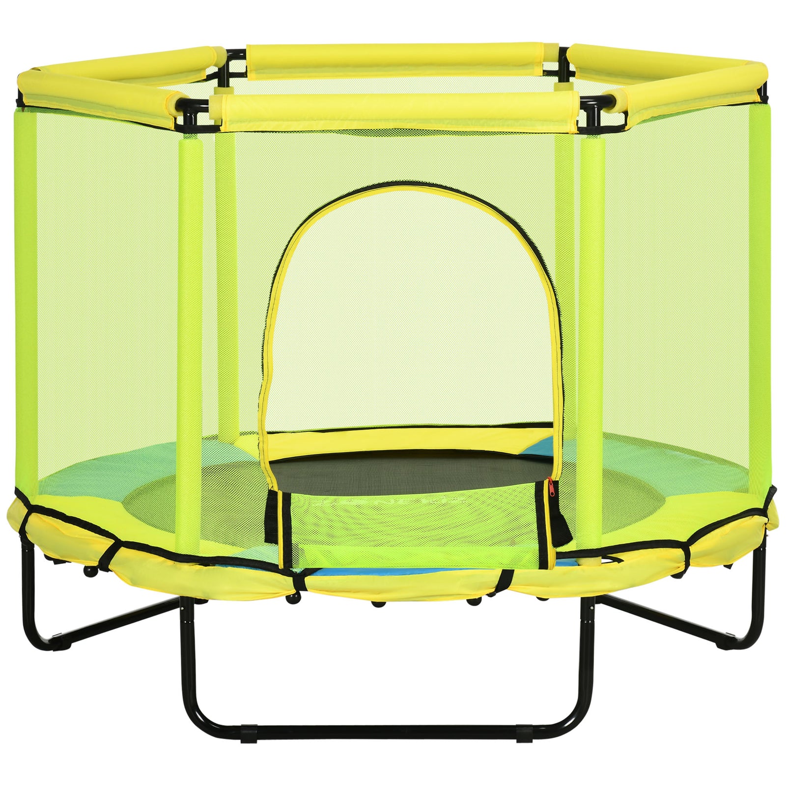 4.6ft Kids Trampoline With Enclosure Safety Net For 1-6 Years Yellow