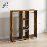 Mobile Double Open Wardrobe W/ Clothes Hanging Rail | Brown