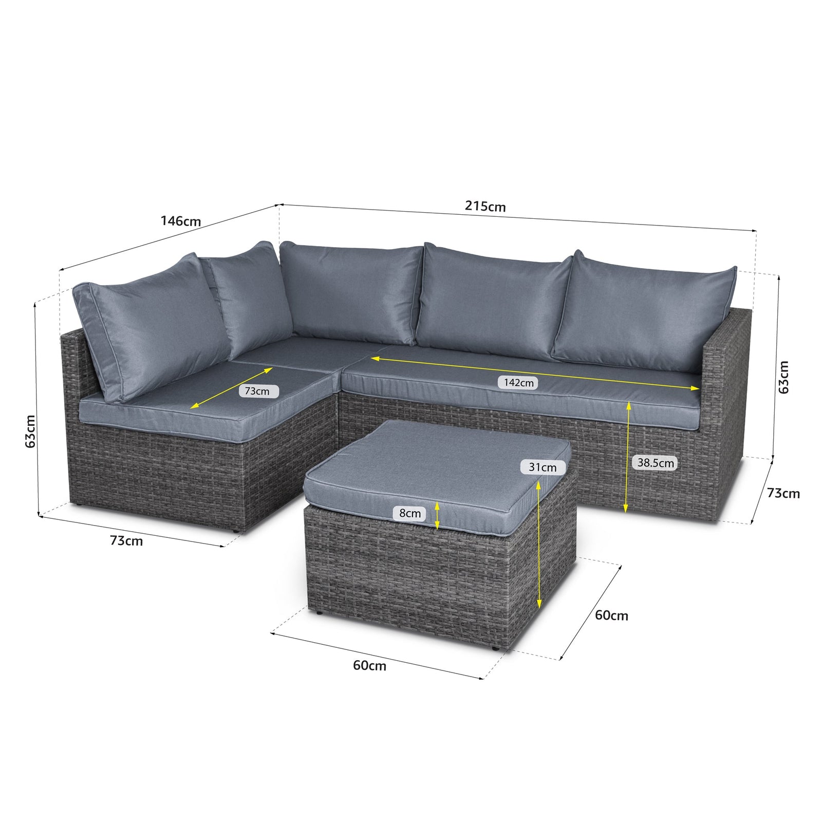 6-seater Rattan Corner Sofa Garden Furniture Set