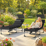 Folding Sun Loungers Set Of 2, Sun Bed With Canopy | Black