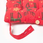 Christmas Seat Pad With Straps 100% Cotton 40 x 40cm | 40cm x 40cm | Red
