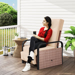 Rattan Recliner Chair, Adjustable Backrest & Footrest | Brown