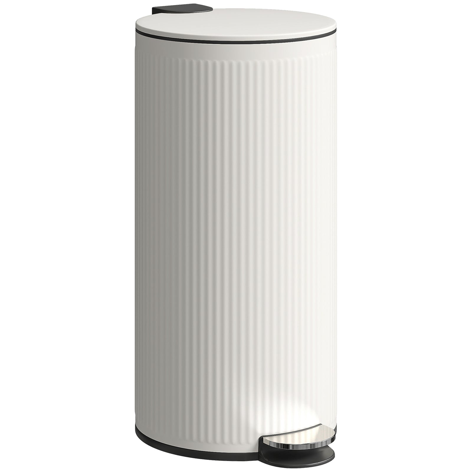 Kitchen Bin, 30 Litre Pedal Rubbish Bin With Removable Bucket | Cream