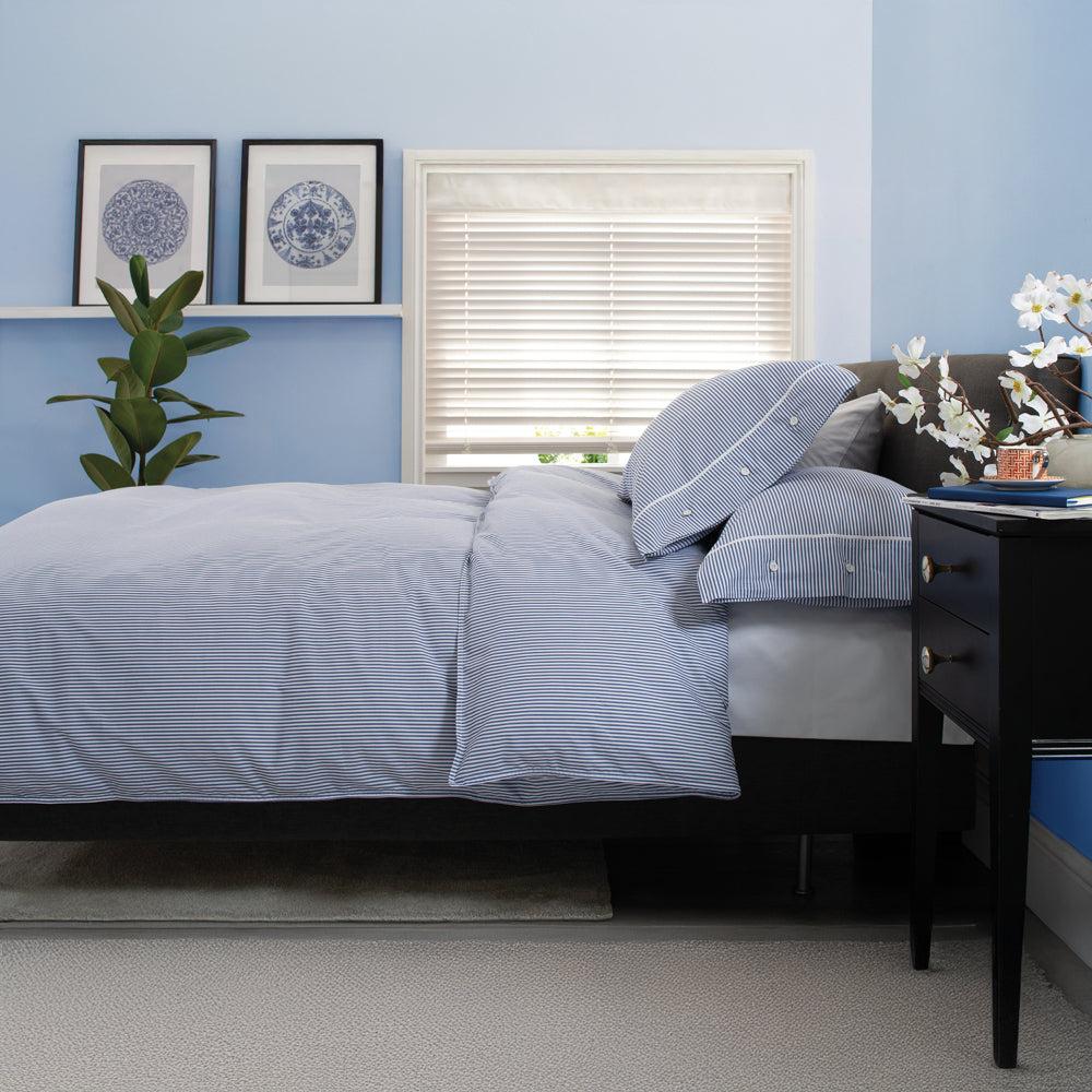 Southport Blue 100% Cotton Cuffed Finish Duvet Cover Set | Single | Blue