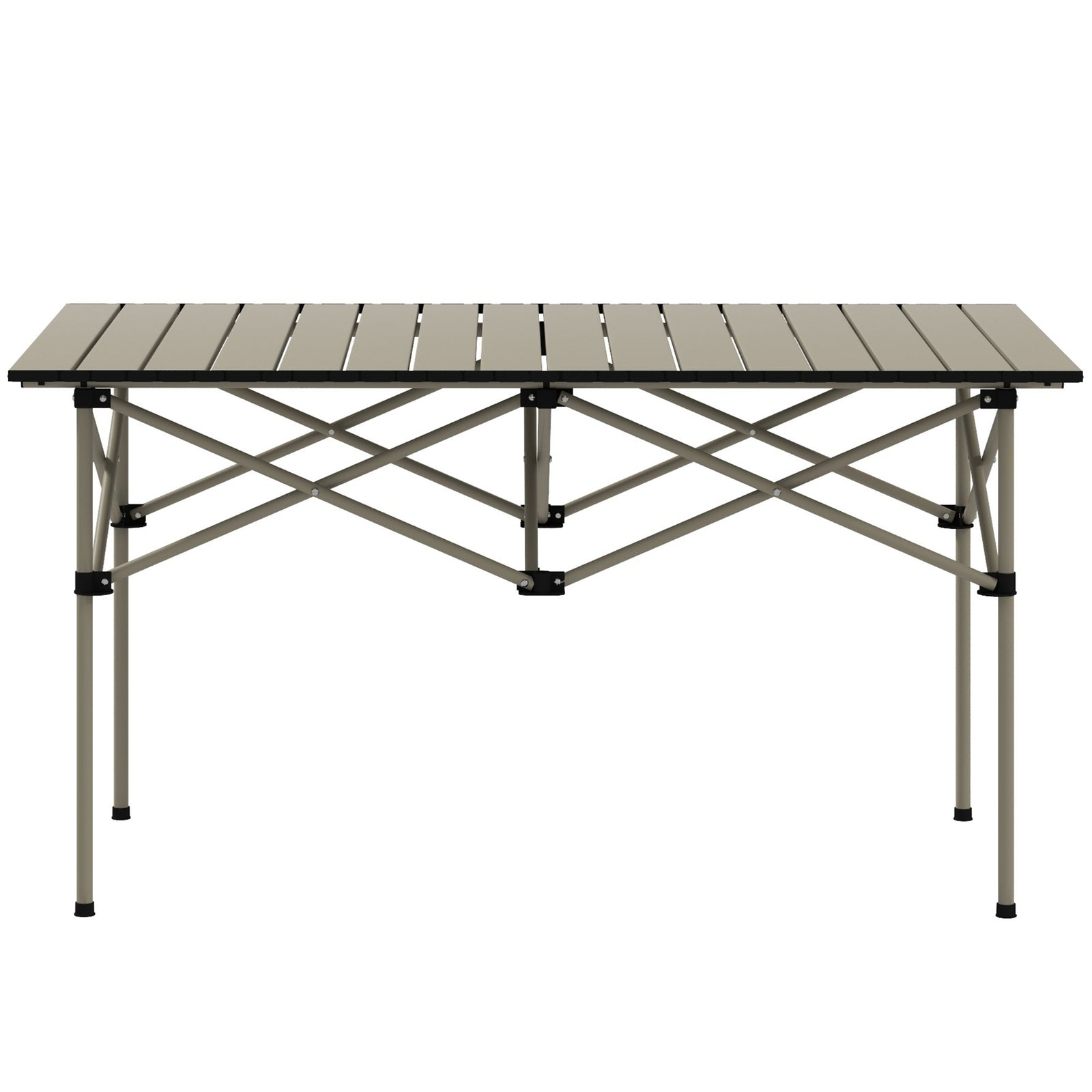 Portable Folding Camping Table W/ Roll Up Aluminium Top | Khaki