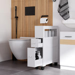 Narrow Bathroom Storage Unit 2 Drawers Open Top 4 Wheels