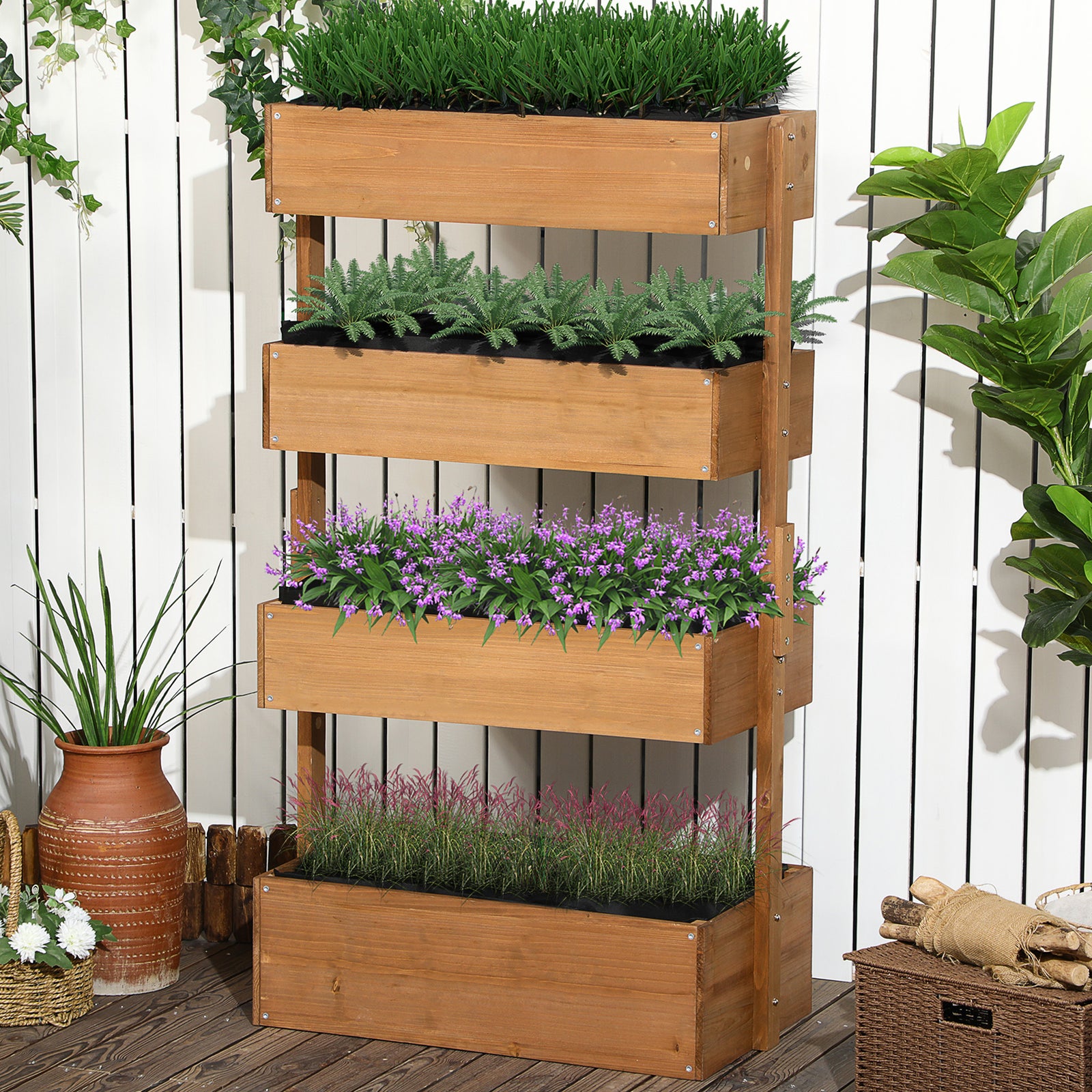 4-tier Raised Garden Bed Vertical Planter Orange