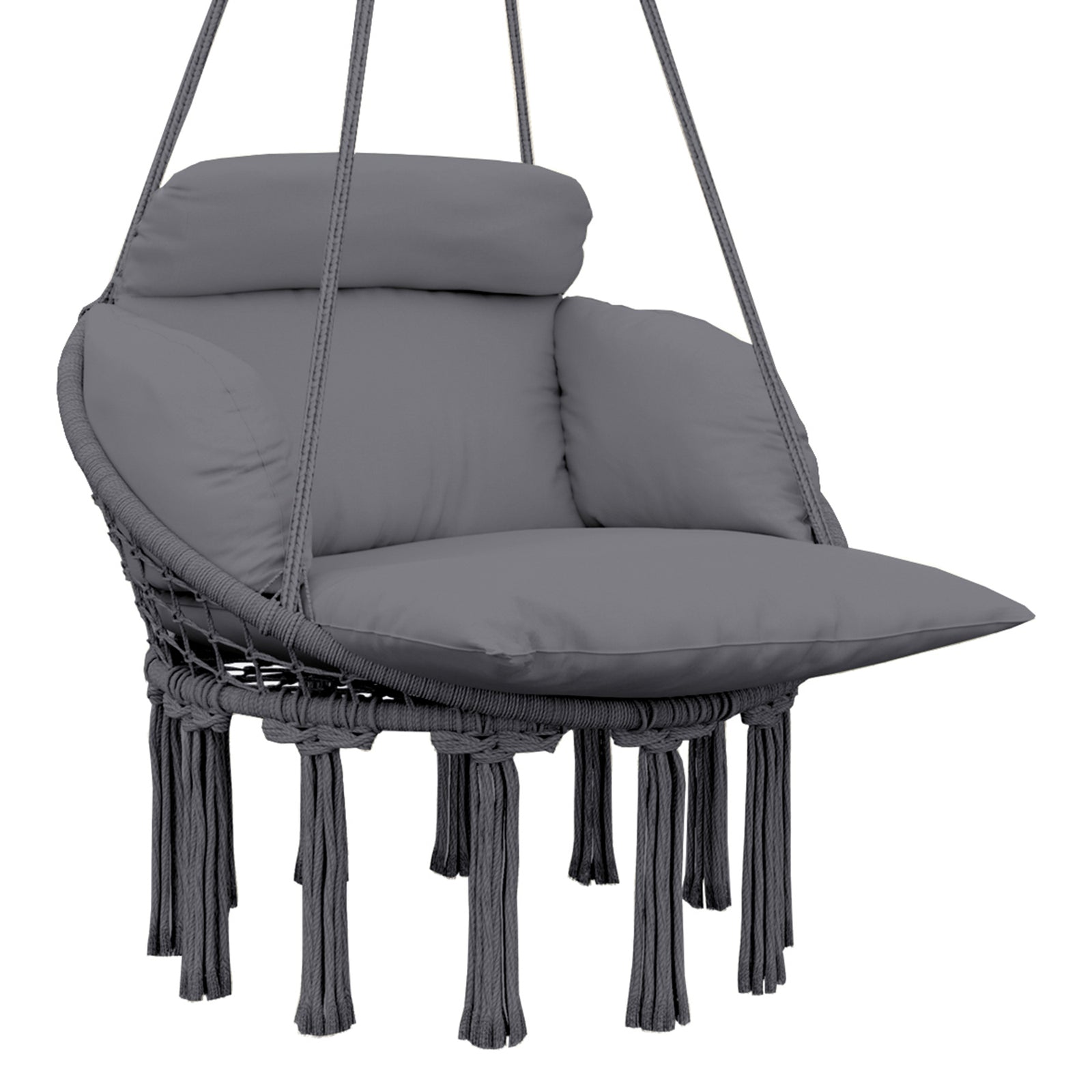 Hammock Chair, Boho Hanging Swing Chair With Cushion | Dark Gray