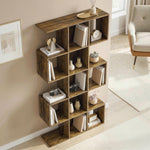 Geometric Bookshelf, 5-tier S Shaped Bookcase | Rustic Brown