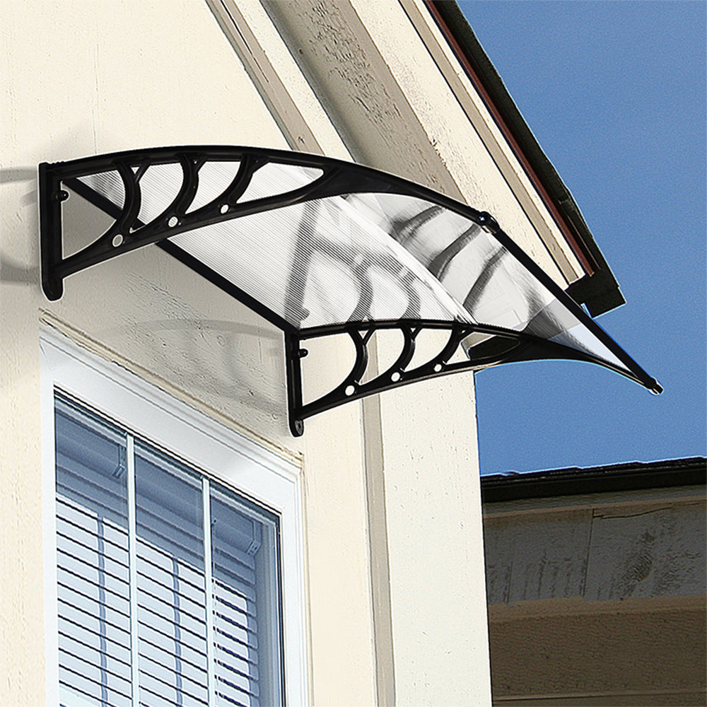 Window Door Awning Canopy With Brackets | Small | Black