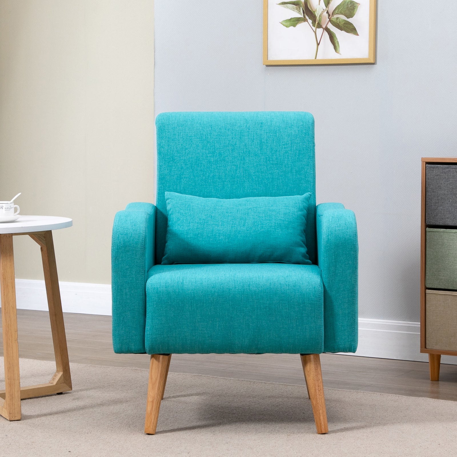 Nordic Leisure Lounge Sofa Accent Chair With Pillow | One Size | Green