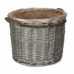 Wicker Rope Handled Antique Wash Round Log Basket | Medium | Brown