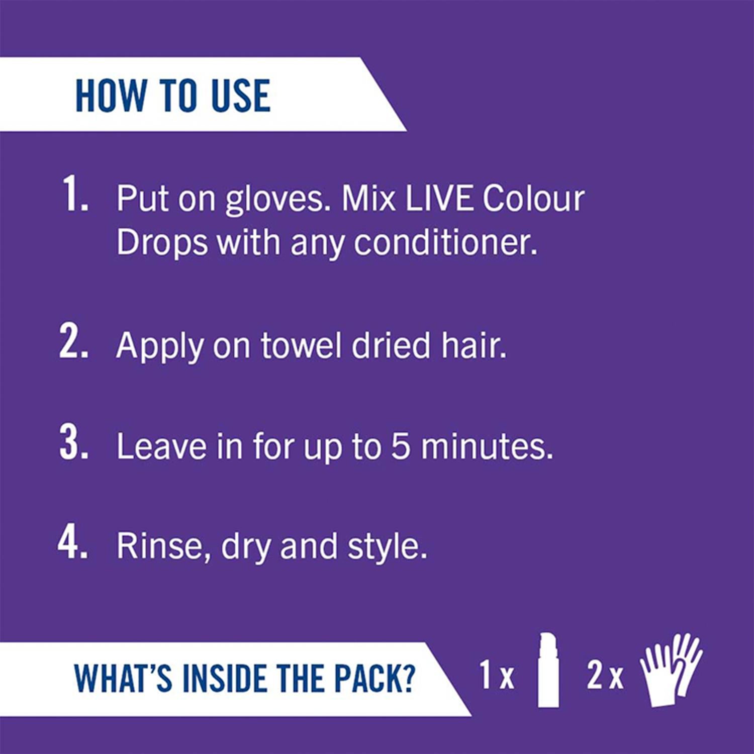 Live Colour Drops Semi-permanent Hair Dye, Orchid Purple 3 Pack