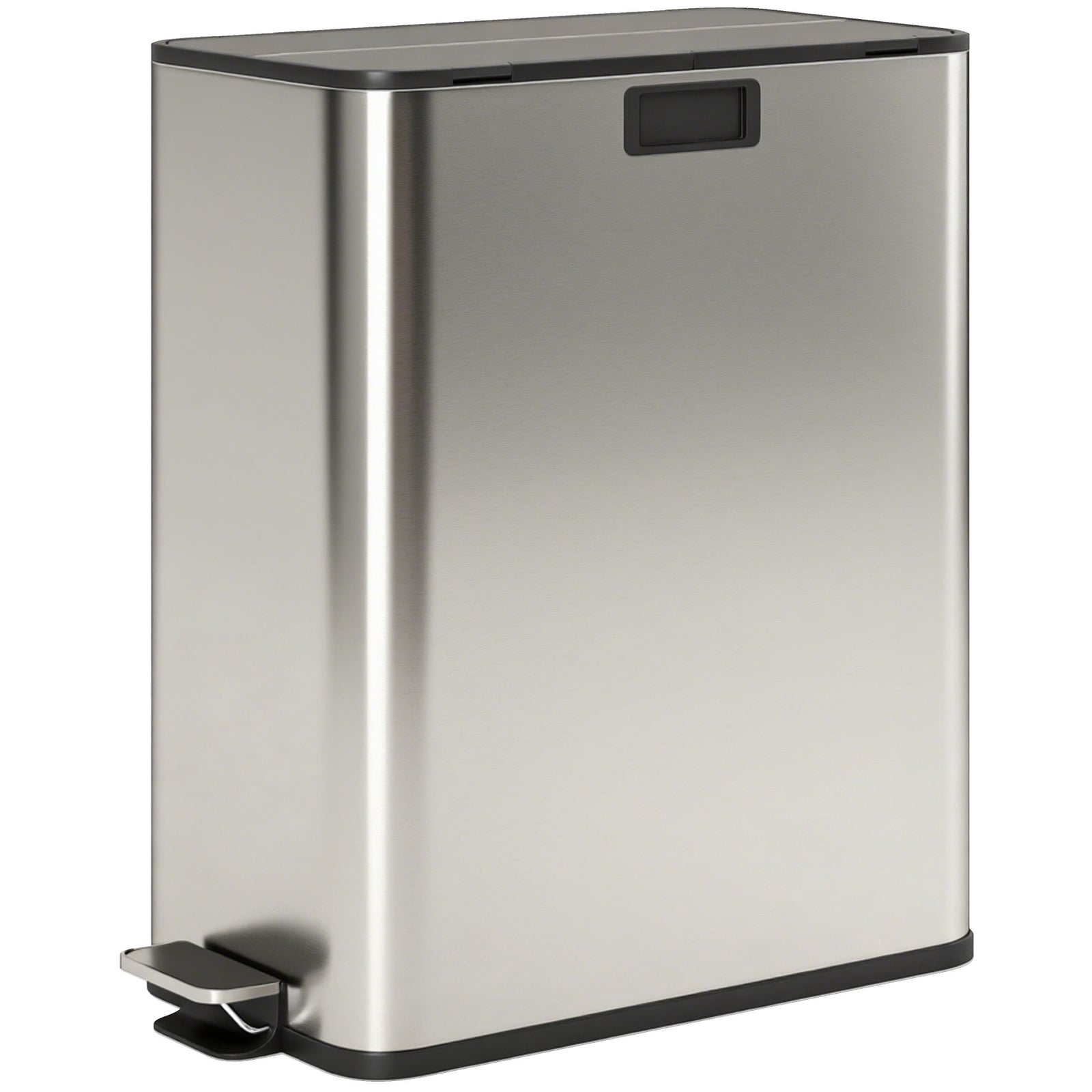 HOMCOM 56l Dual Kitchen Bin With Removable Inner Buckets For Recycling And Waste