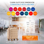 45x36x20cm Lightweight Underseat Cabin Carry On Suitcase - 100+ Airline Approved - Hard Shell Luggage - 4 Wheels - Bubble Design | Cabin | Champagne