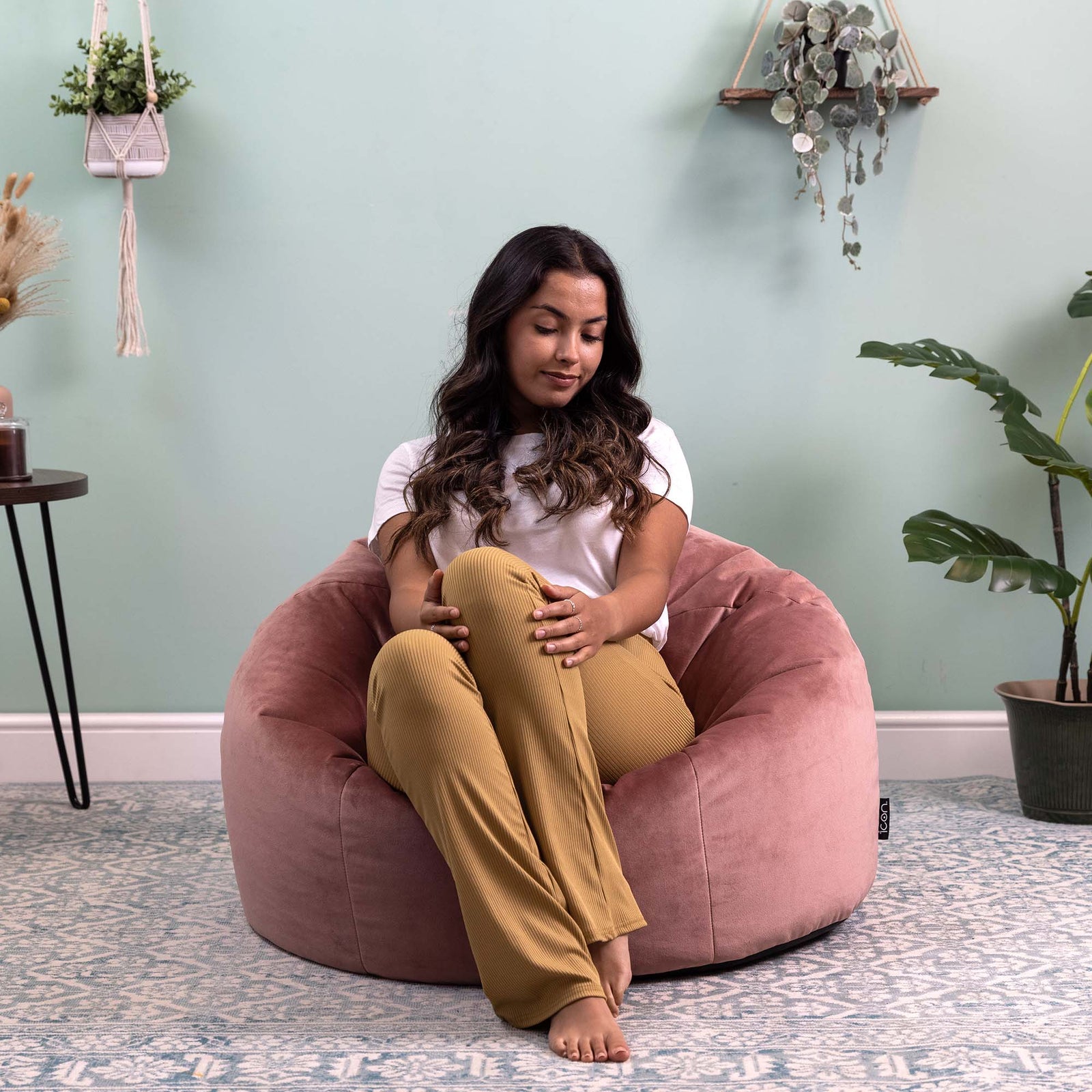 Aurora Velvet Bean Bag | Pink