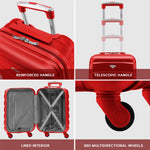 Set Of 3 Hard Shell Suitcase Cabin & Check In Cases With Tsa Lock - Overhead Cabin With Medium & Large Check-in Bag | Set of 3 | Red